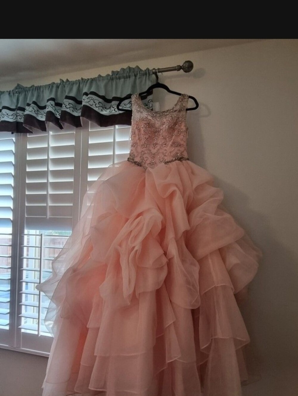 Girls' Pink Beaded Ball Gown Dress